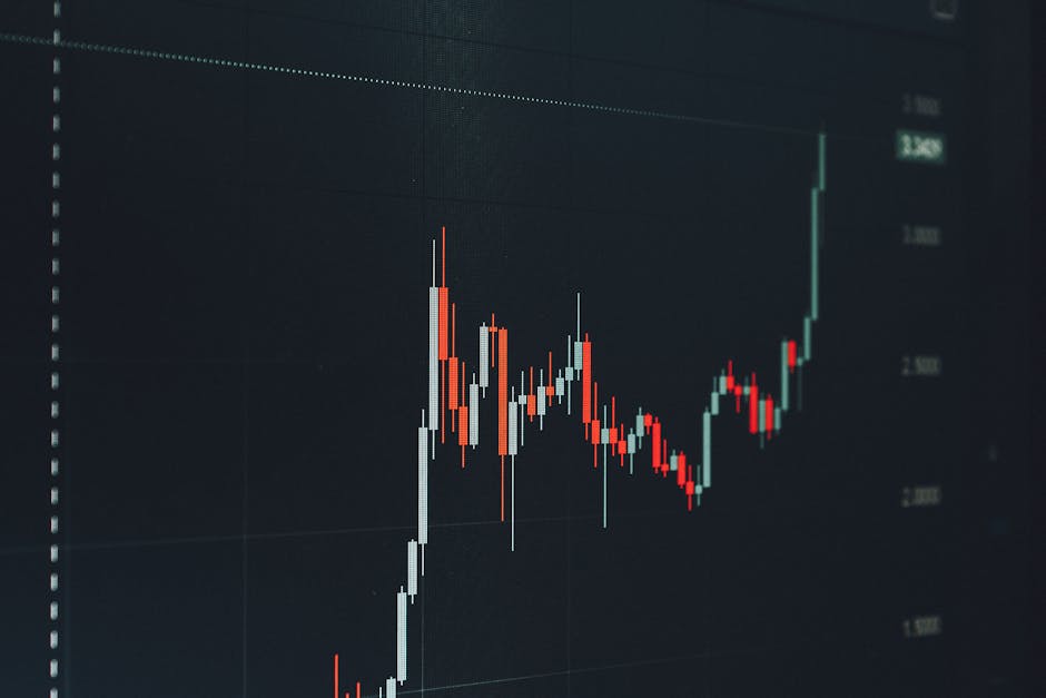 복잡한 금융 시장 그래프와 디지털 트레이딩 화면